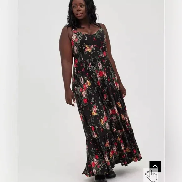 torrid | Dresses | Torrid Black Floral Tiered Super Soft Maxi Dress Size 2  Or 82 | Poshmark